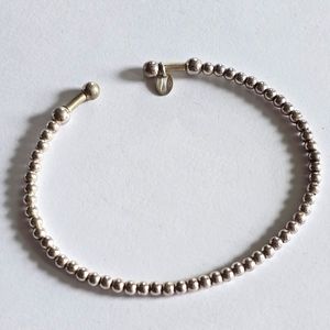 Beaded cuff bracelet silver tone dainty